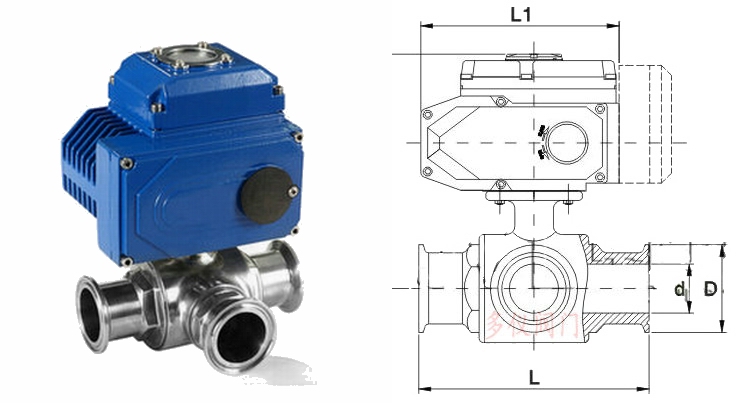 電動三通衛(wèi)生*球閥結(jié)構(gòu)圖